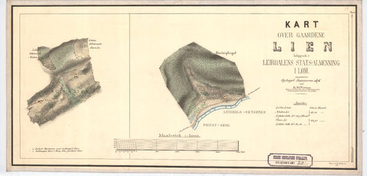 Kristians-amt nr 20-17: Kart over Gaardene Lien  beliggende i Leirdalens Stats-Almenning i Lom: Oppland