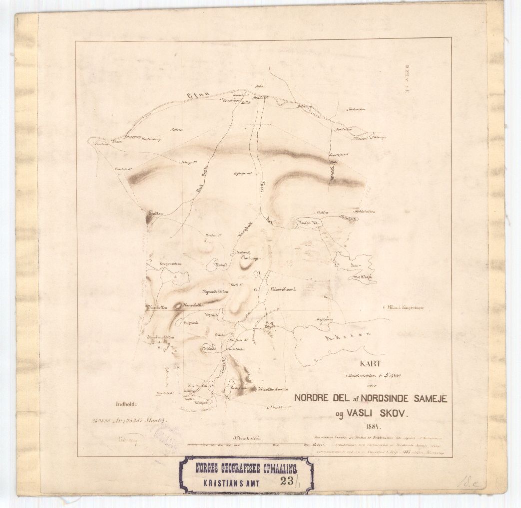 Kristians-amt nr 23-1: Kart over Nordsinde Sameie og Vasli Skov: Oppland