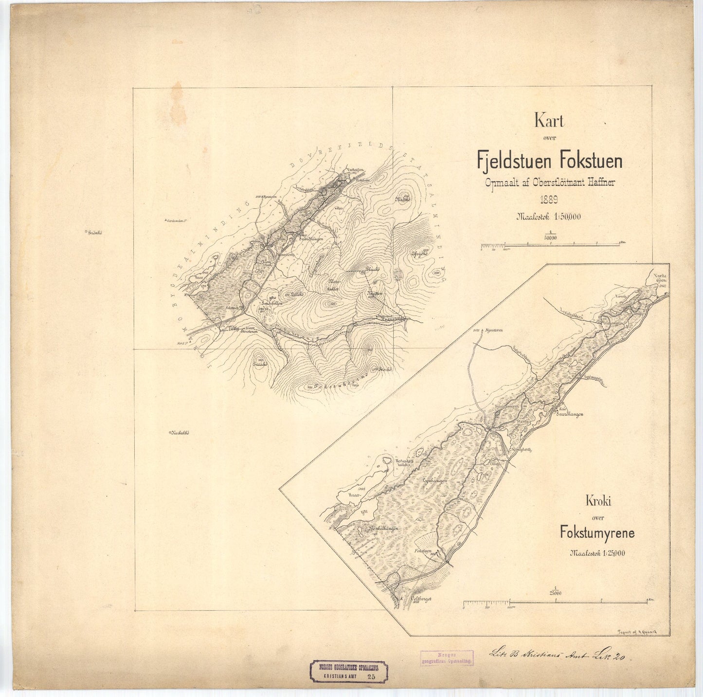 Kristians-amt nr 25-1: Kart over Fjeldstuen Fokstuen: Oppland