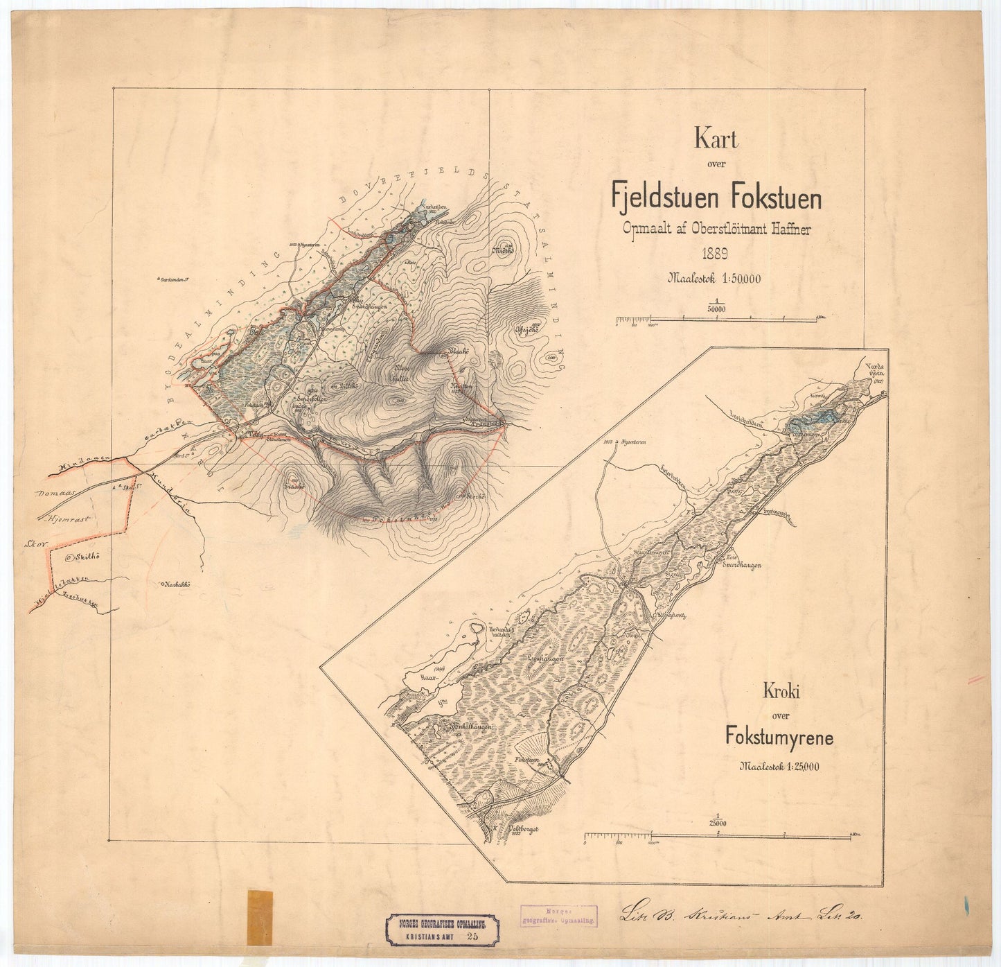 Kristians-amt nr 25-2: Kart over Fjeldstuen Fokstuen: Oppland