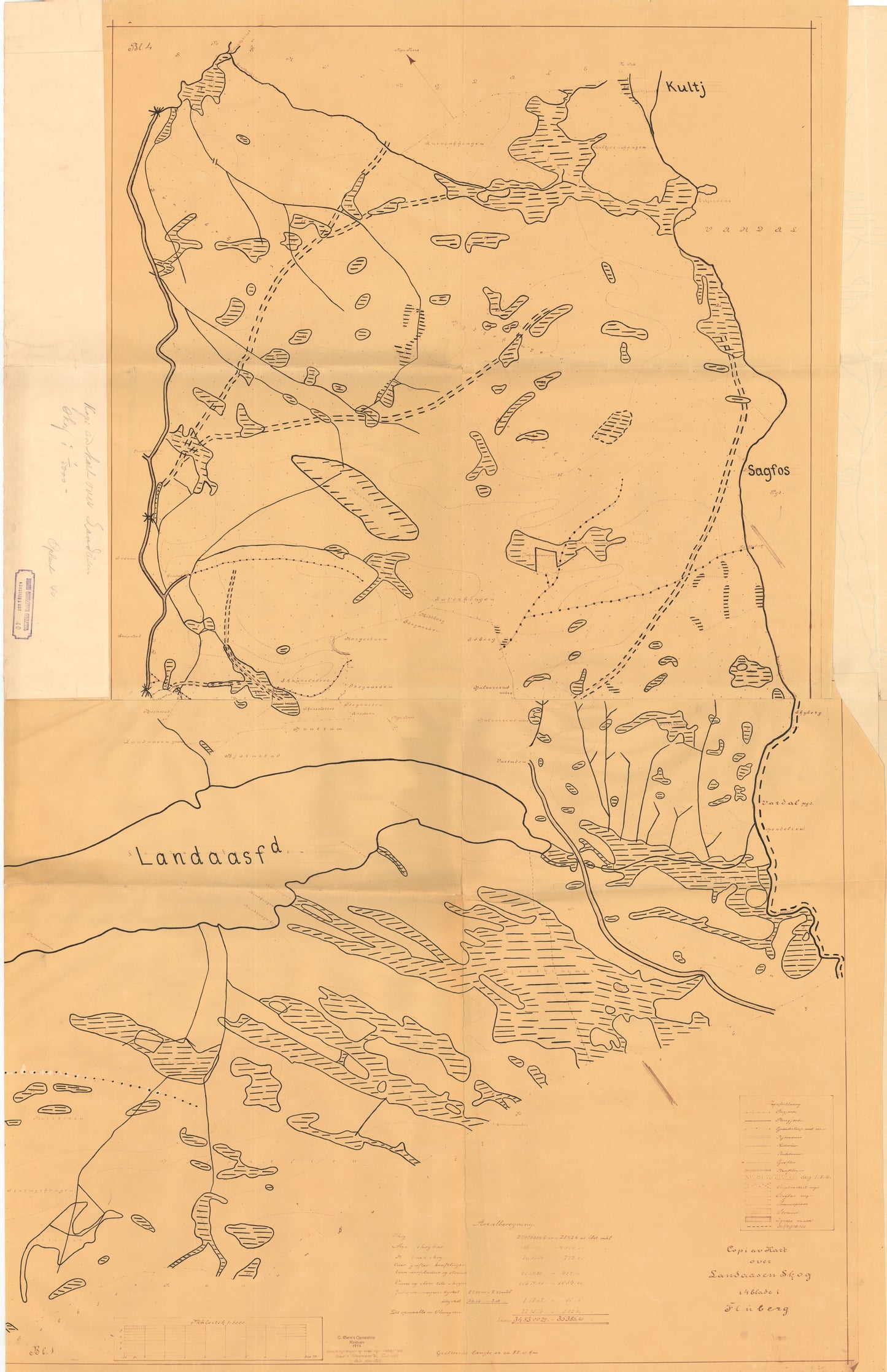 Kristians amt nr 40-øst: Kart over Landåsen: Oppland