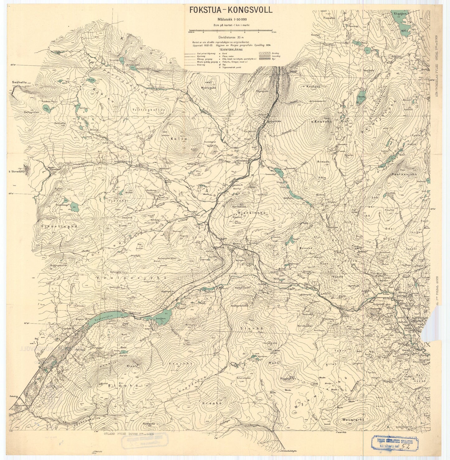 Kristians-amt nr 52: Kart over Fokkstua-kongsvoll: Oppland