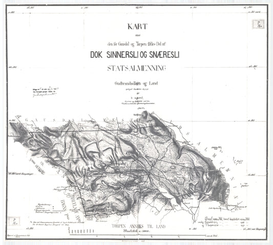 amt2_Kristians-amt nr 67: Kart over Dok, Sinnersli og Snæresli statalmenning: Oppland