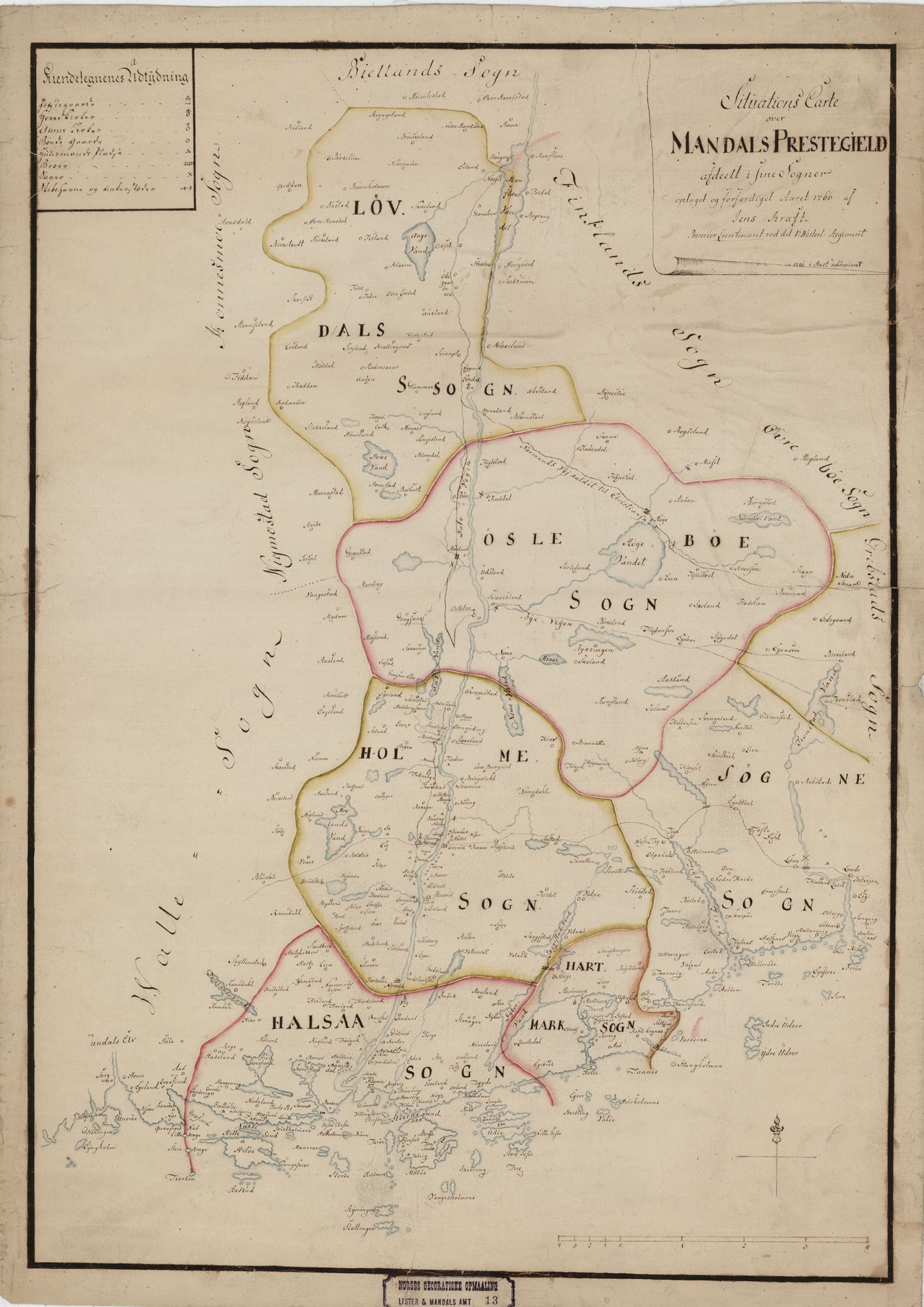 Lister og Mandals amt nr 13: Situations Carte over Mandals Præstegjæld: Vest-Agder