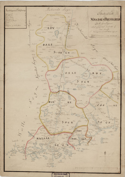 Lister og Mandals amt nr 13: Situations Carte over Mandals Præstegjæld: Vest-Agder