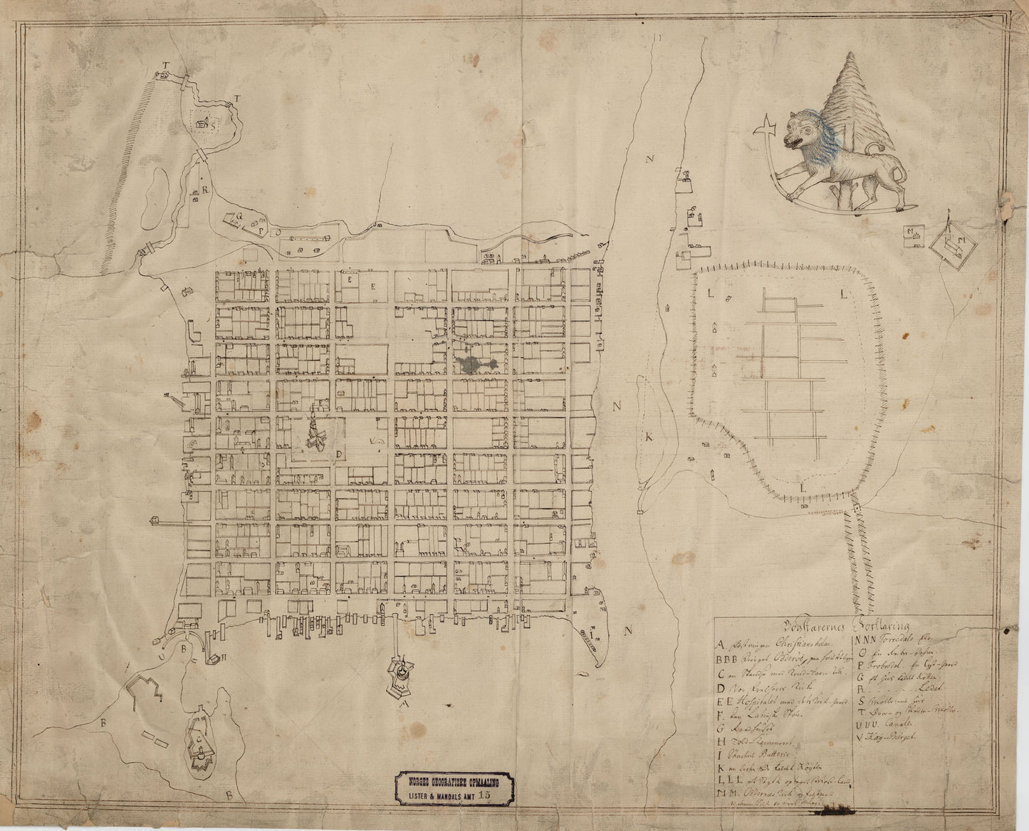 Lister og Mandals amt nr 15: Kart over Christianssands By: Vest-Agder