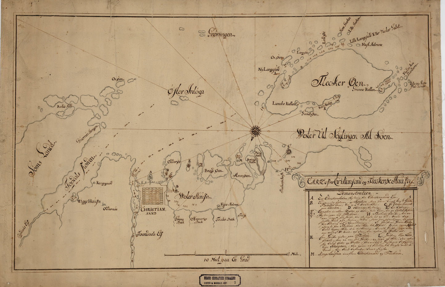 Lister og Mandals amt nr 2: Carte ofver Christianssand og Flecherør Haufn: Vest-Agder