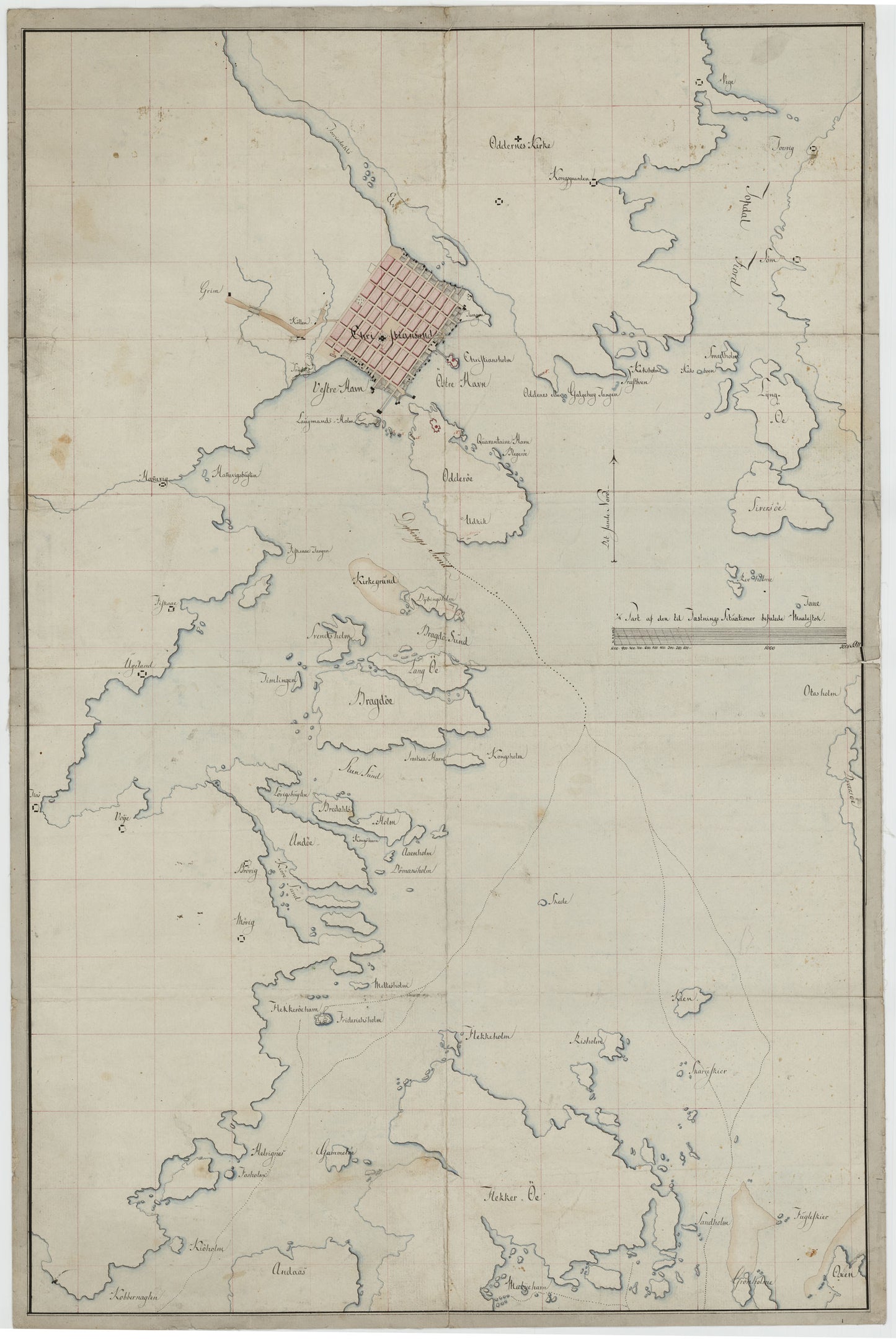 Lister og Mandals amt nr 33: Kart over Christianssand og Indløbet dertil: Vest-Agder