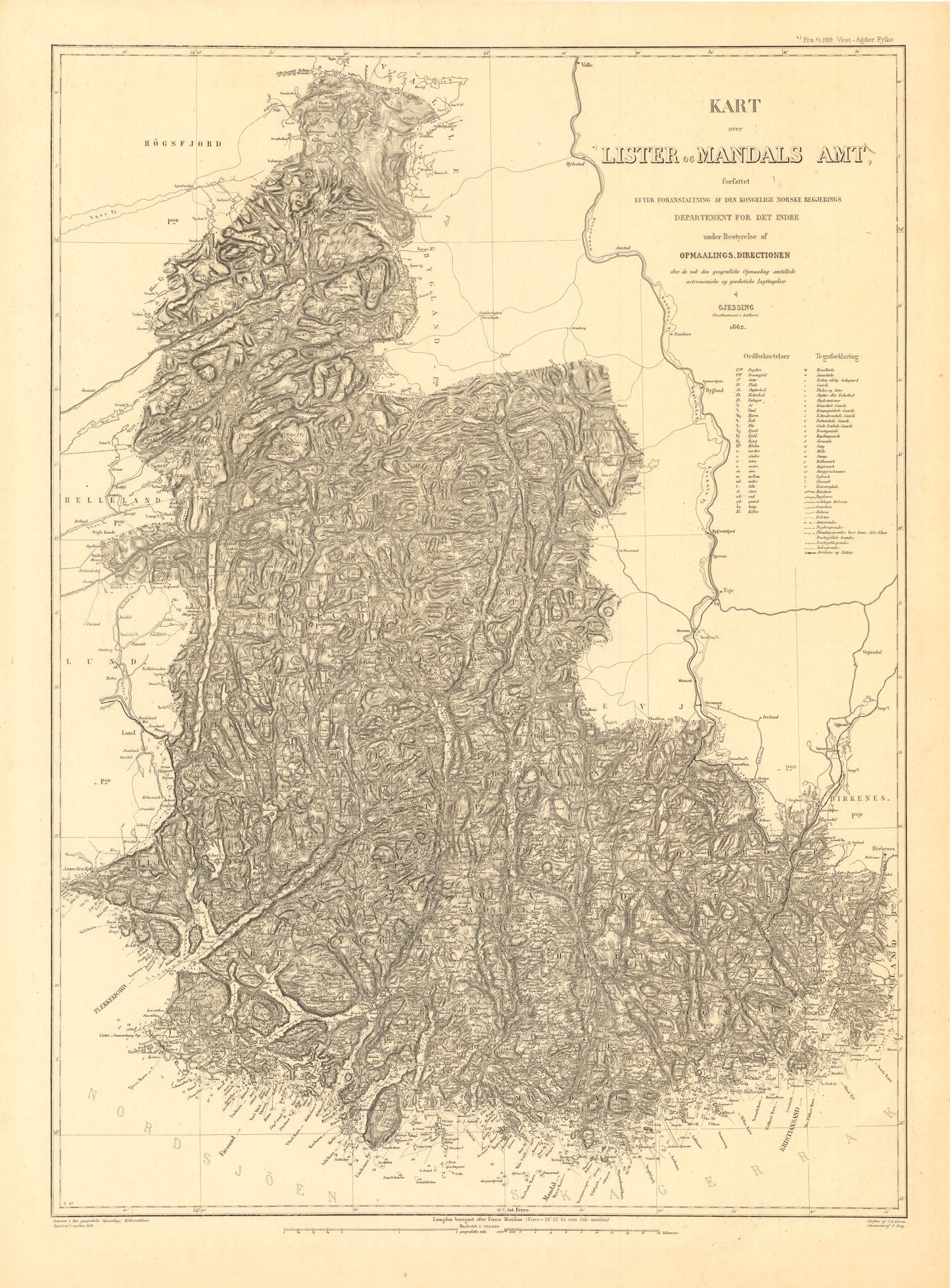 Lister og Mandals amt nr 40: Kart over Lister og Mandals Amt: Vest-Agder