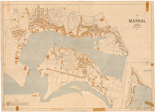 Lister og Mandals amt nr 46: Kart over Mandal med Kleven: Vest-Agder