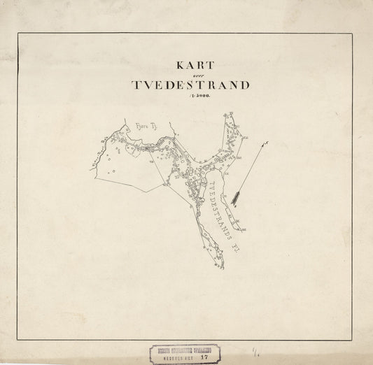 Nedenes amt nr 17: Kart over Tvedestrand: Aust-Agder