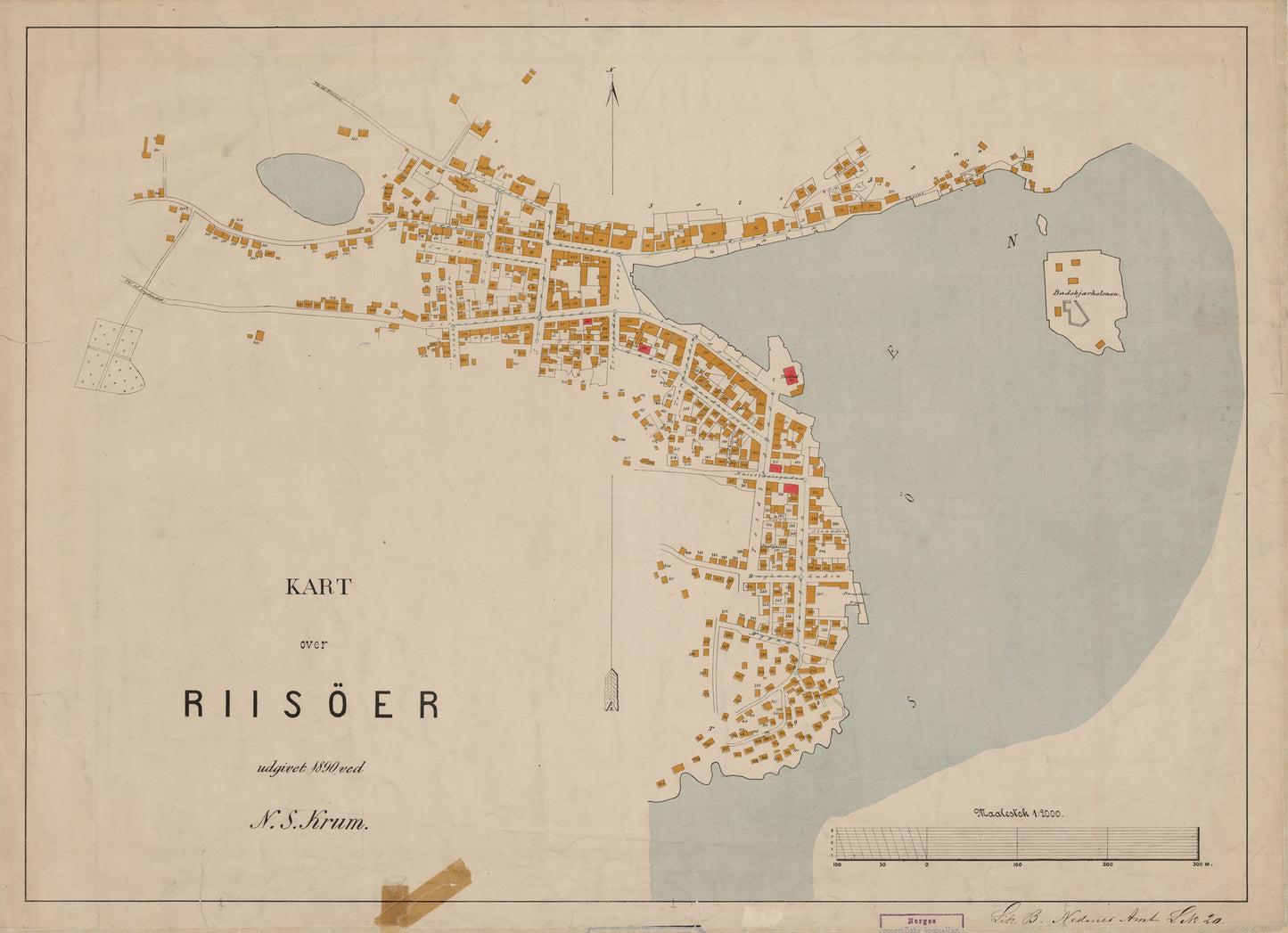 Nedenes amt nr 22: Kart over Risør: Aust-Agder