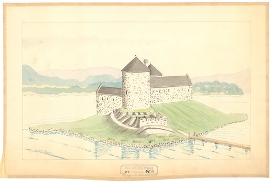 Nordre Trondhjems amt nr 46a: Akvarell av ruinene av Steinvikholmen slott: Nord-Trøndelag