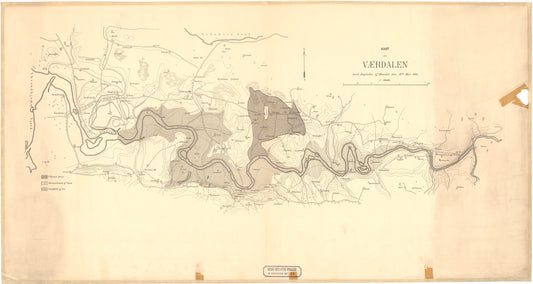 Nordre Trondhjems amt nr 66: Kart over Værdalen med Angivelse af Skredet den 19de Mai 1893: Nord-Trøndelag