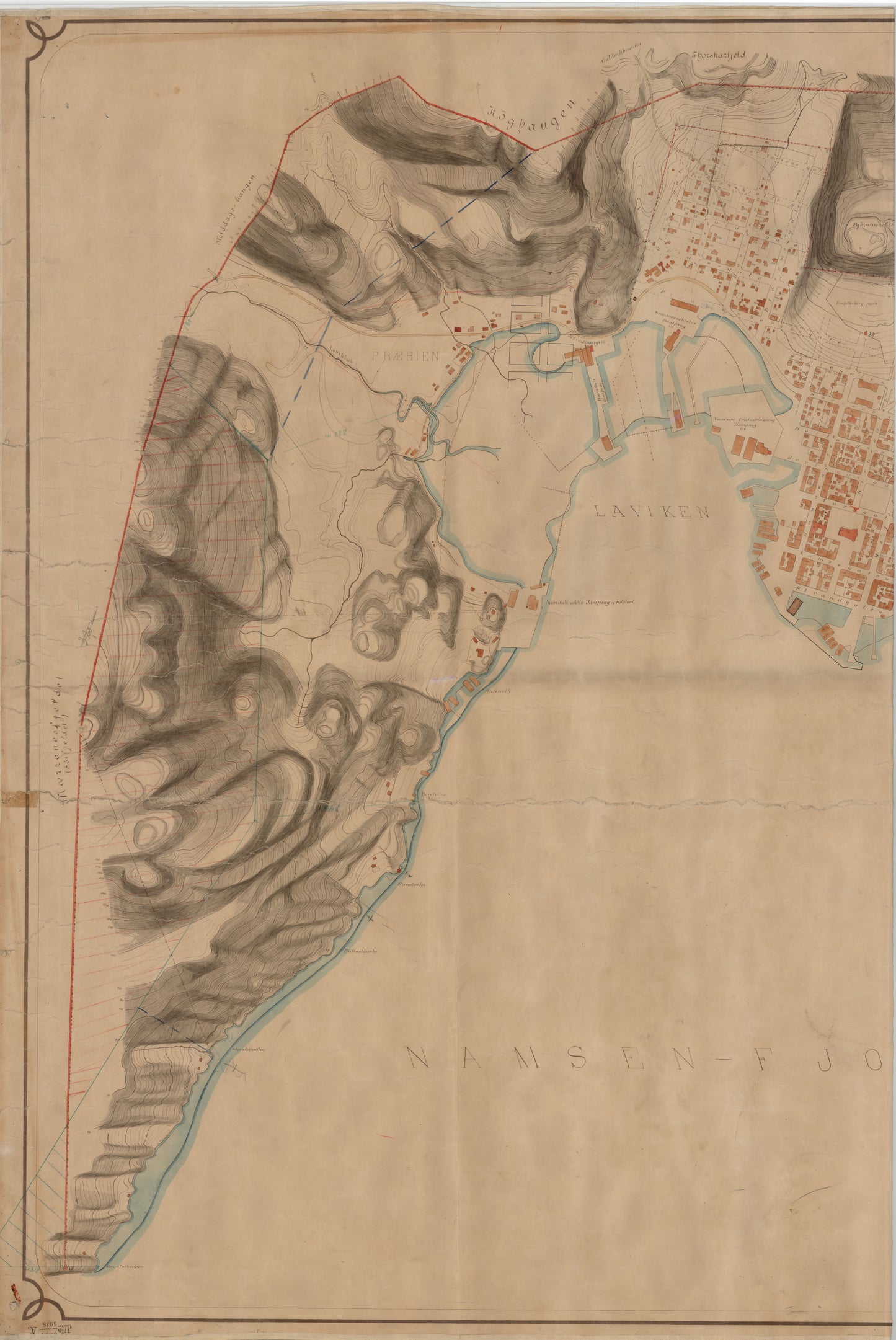 Nordre Trondhjems amt nr 76 vest: Kart over Namsos og nærmeste Omegn (vest): Nord-Trøndelag