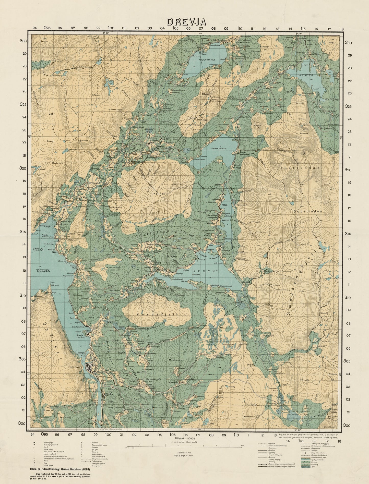 Ekserserplasskart; Drevja: Nordland