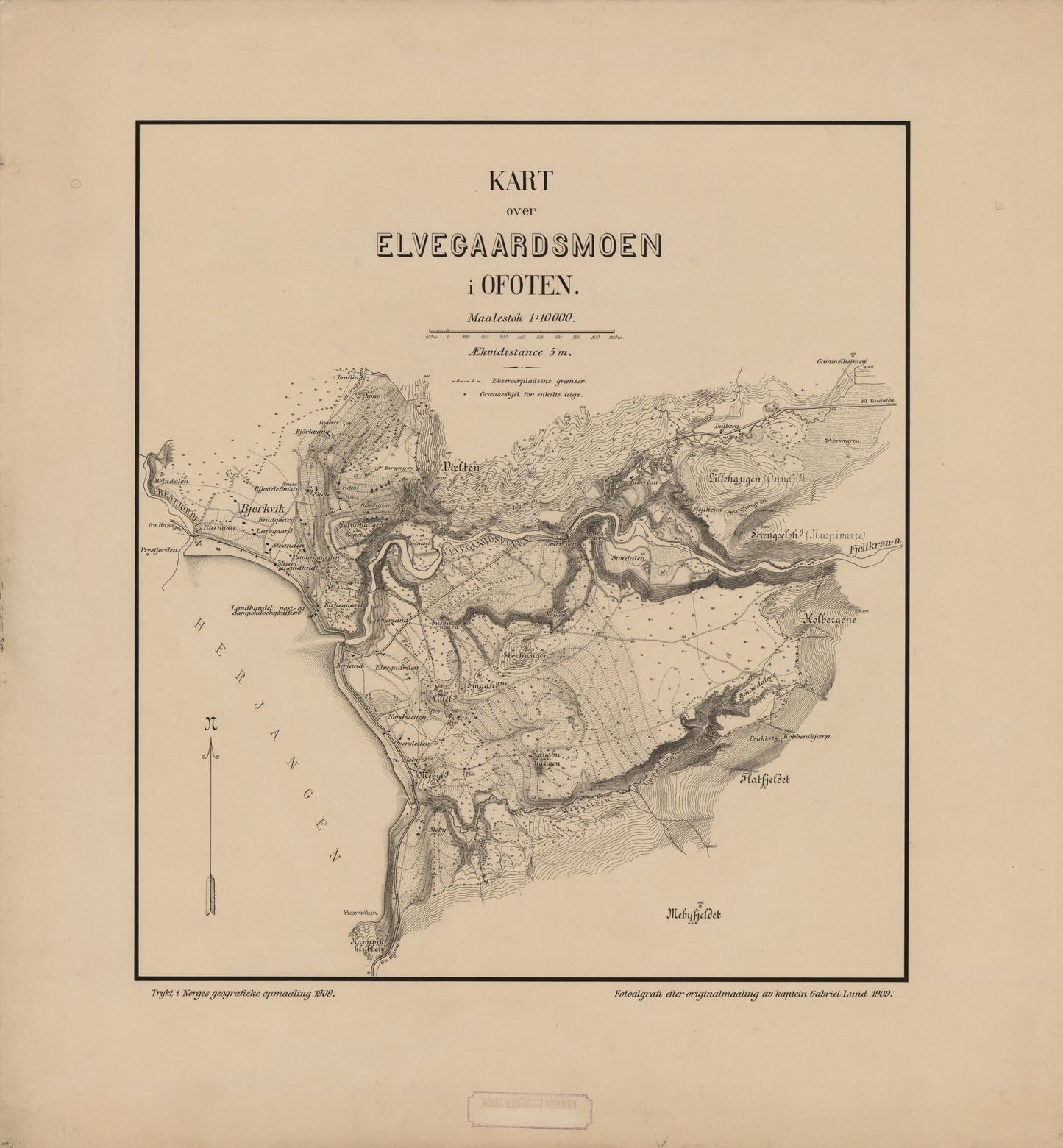 Ekserserplasskart; Kart over Elvegaardsmoen: Nordland