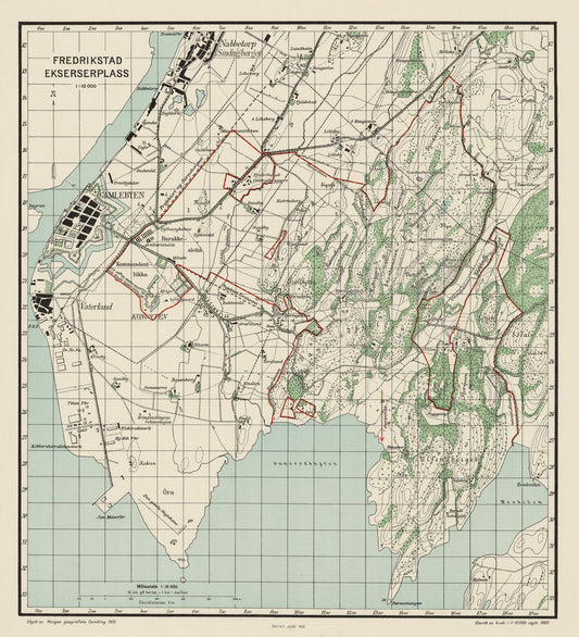 Ekserserplasskart; Fredrikstad ekserserplass: Østfold