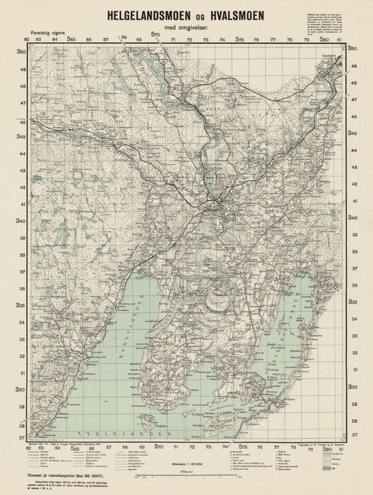 Ekserserplasskart; Helgelandsmoen og Hvalsmoen med omgivelser: Buskerud