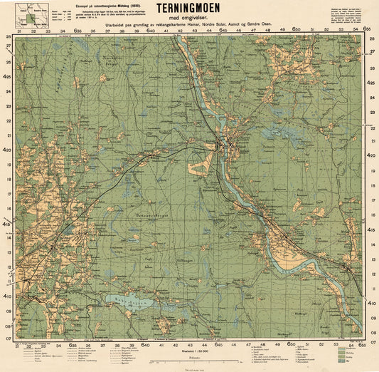 Ekserserplasskart; Terningmoen med omgivelser: Hedmark
