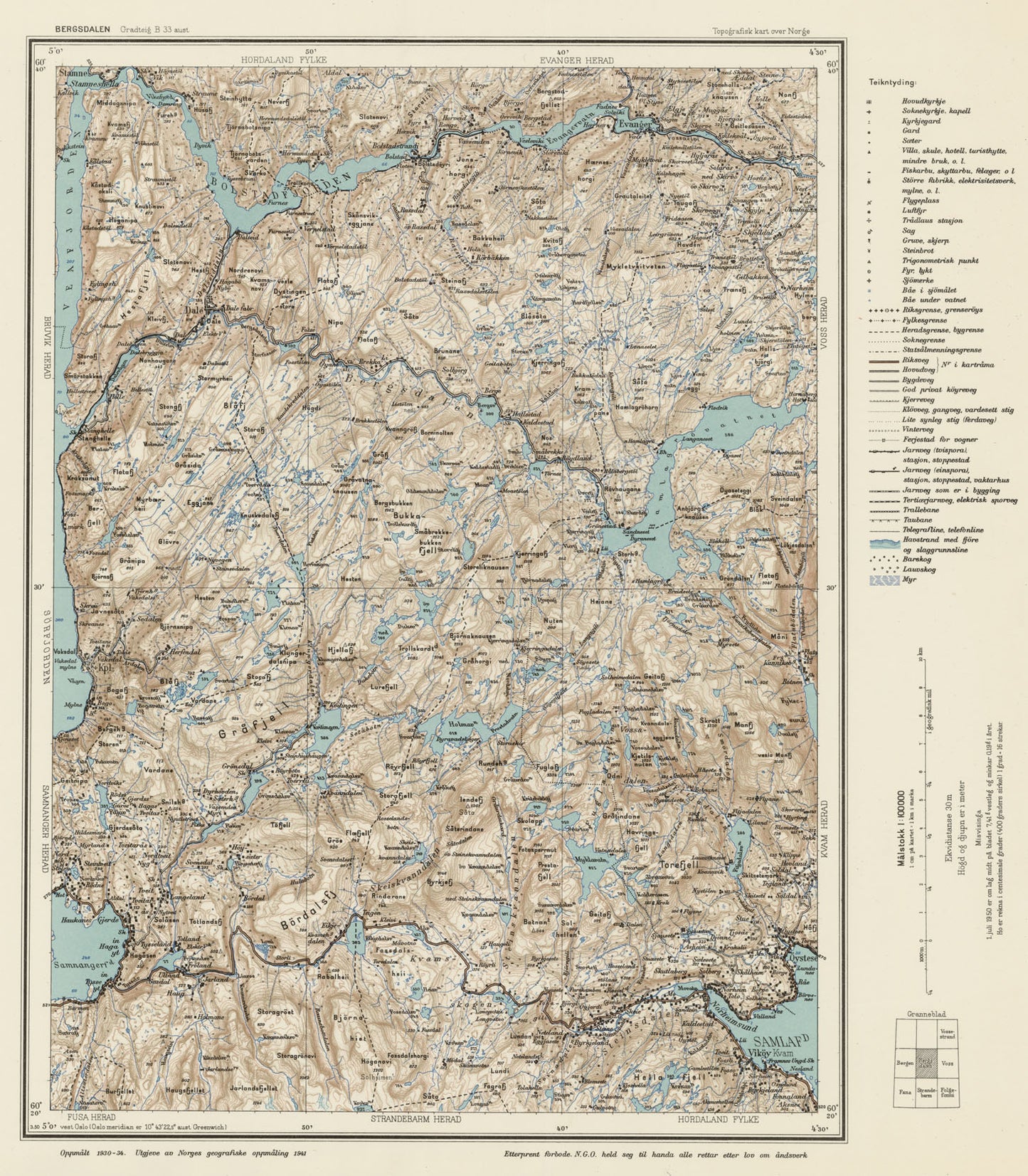 B33 aust Bergsdalen: Hordaland