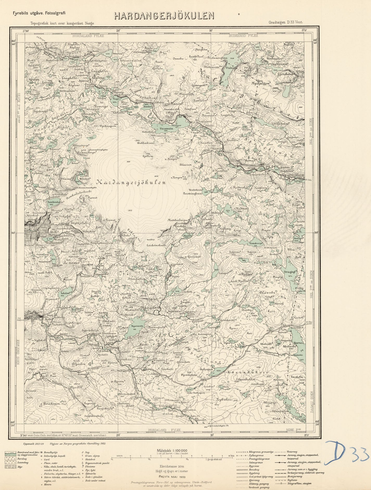 D33 vest Hardangerjøkulen: Buskerud | Hordaland
