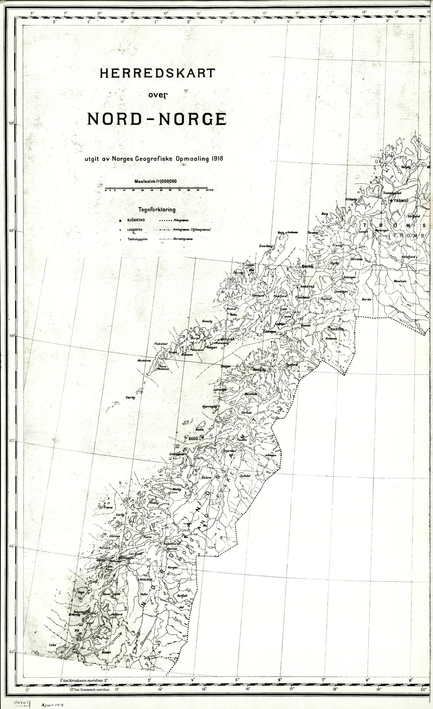 Herredskart over Nord-Norge (vestlig del): Norge