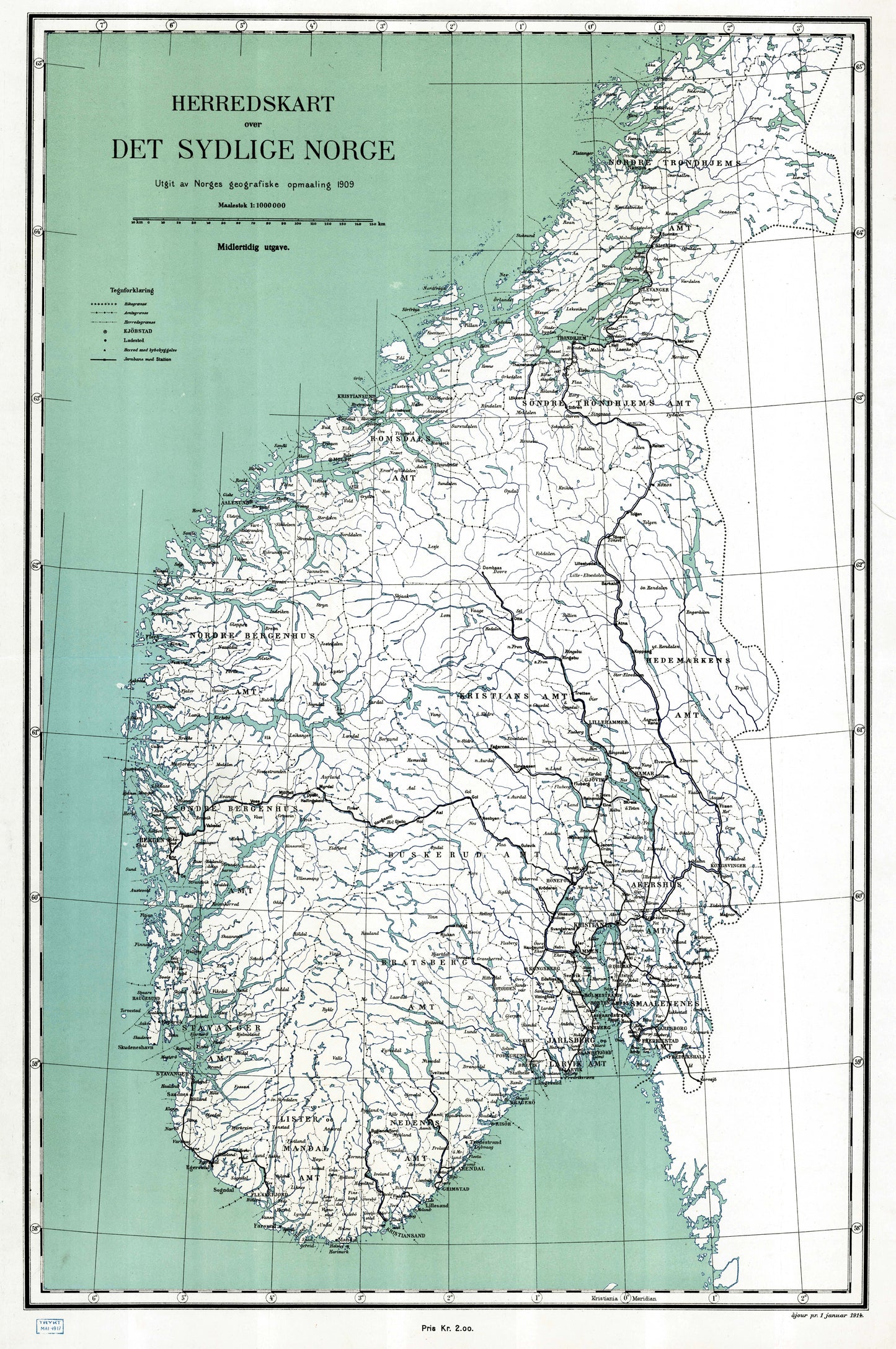 Herredskart over det sydlige Norge: Norge