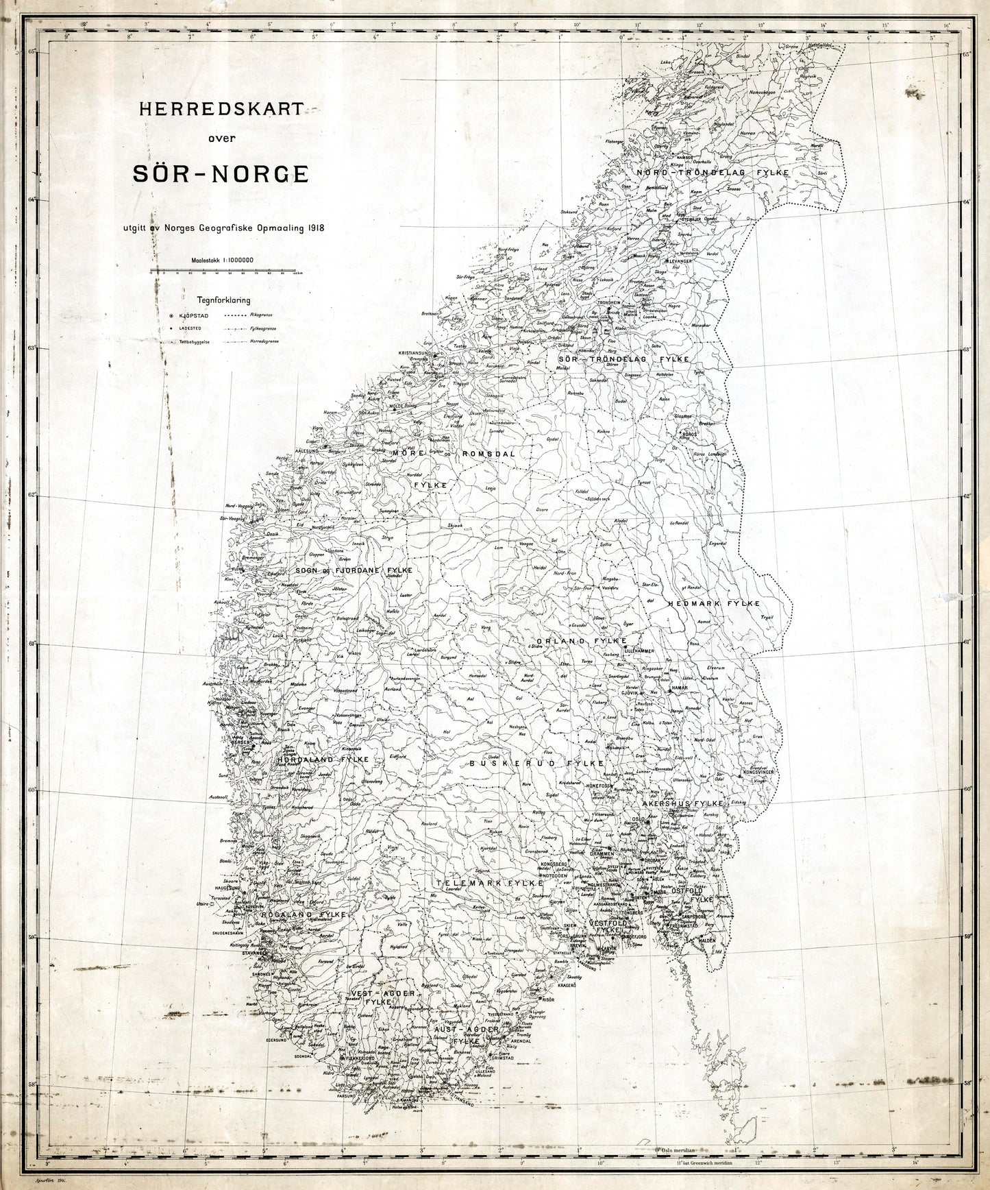 Herredskart over Sør-Norge: Norge