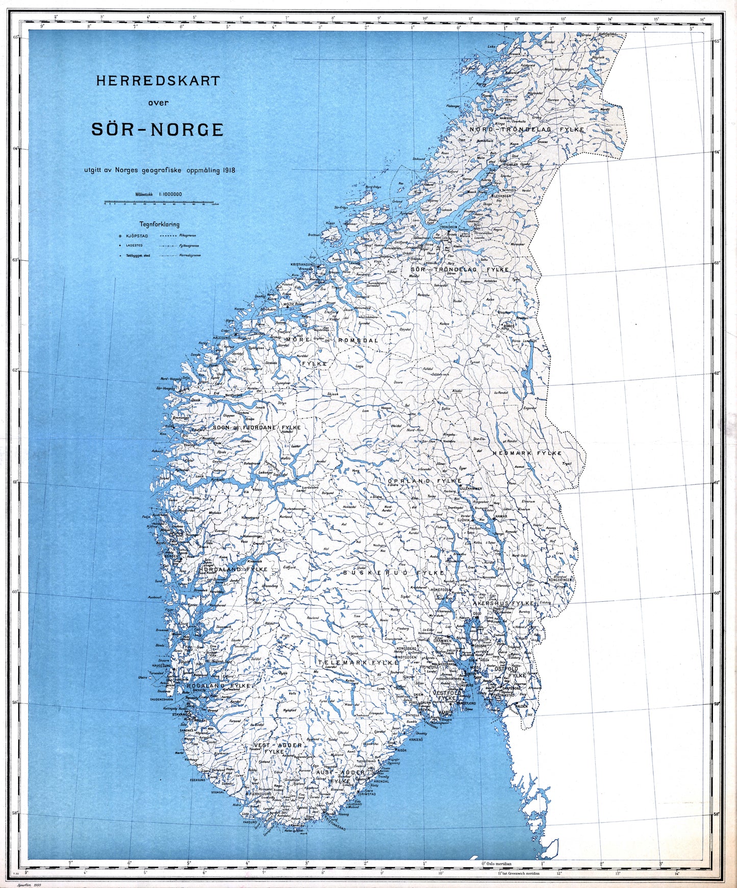 Herredskart over Sør-Norge: Norge