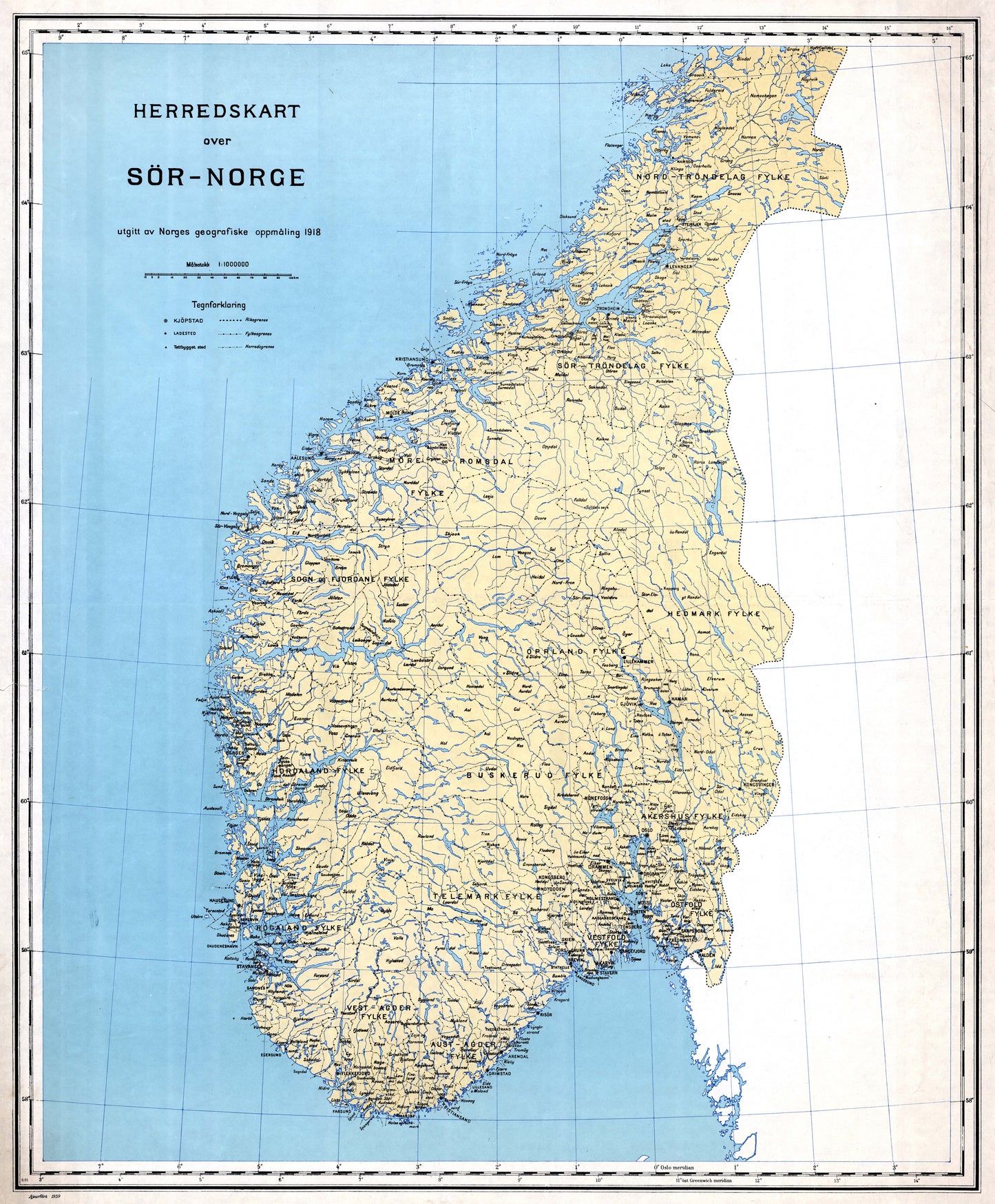 Herredskart over Sør-Norge: Norge