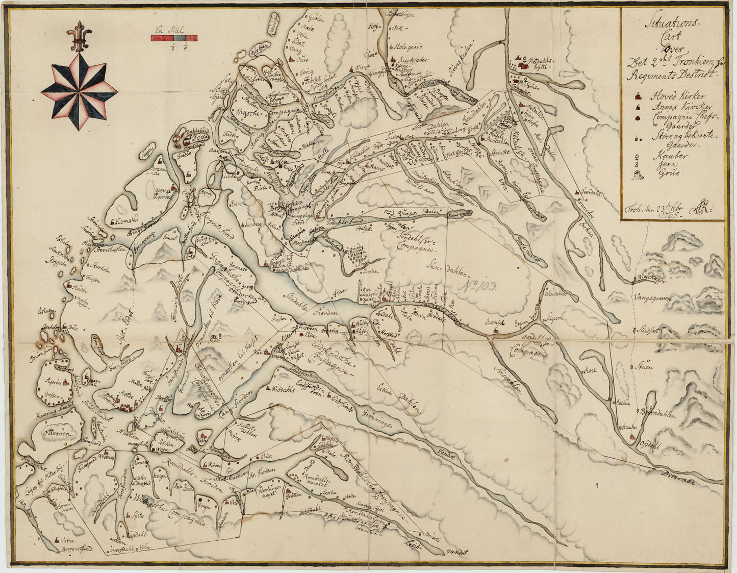 Kartblad 107: Situations Cart over det 2det Trondhiemske Regiments District: Sør-Trøndelag
