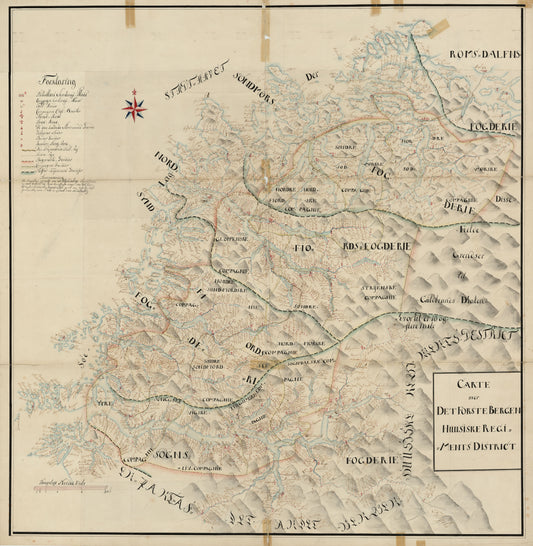Kartblad 123-2: Carte over det Første Bergenhuusiske Regiments District; versjon 2: Sogn og Fjordane