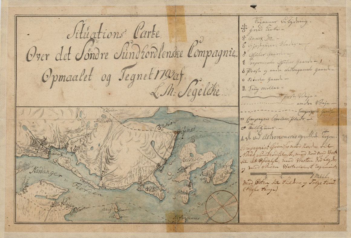 Kartblad 130-2: Situations Carte over det Søndre Sundhordlehnske Compagnie District; versjon 2: Hordaland