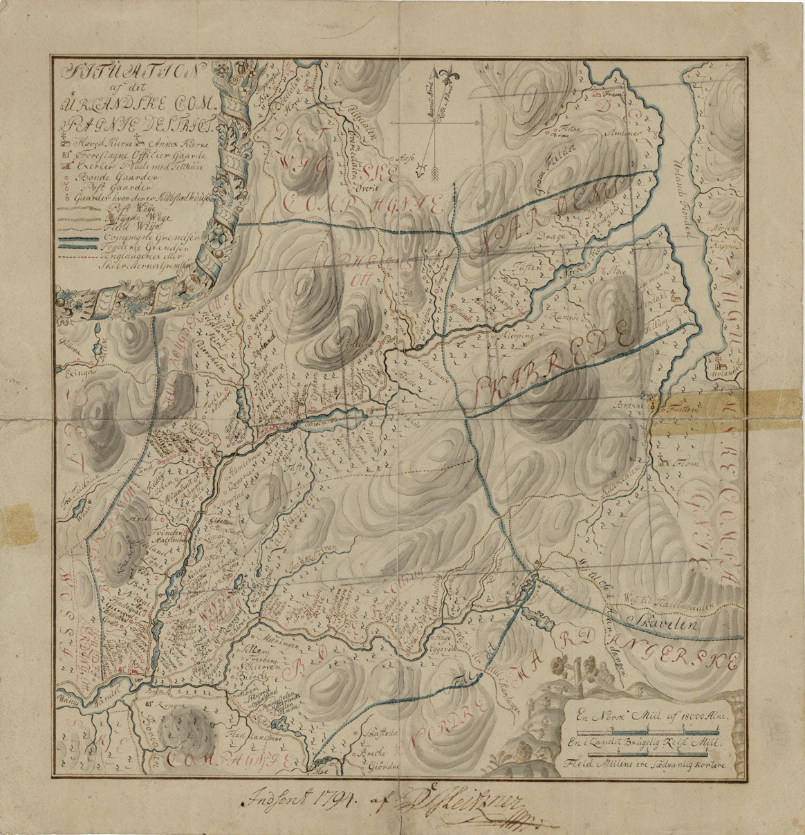 Kartblad 132-1: Situation af det Urlandske Compagnie District; versjon 1: Hordaland