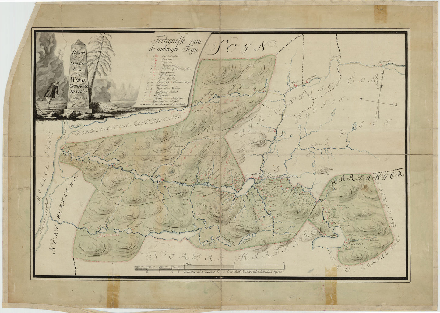 Kartblad 133: Udkast til et Situations-Cart over Wosse Compagnie District: Hordaland