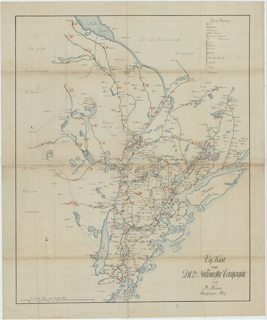Kartblad 140: Vej-Kart over det 2det Nedenæsske Compagnie District: Aust-Agder