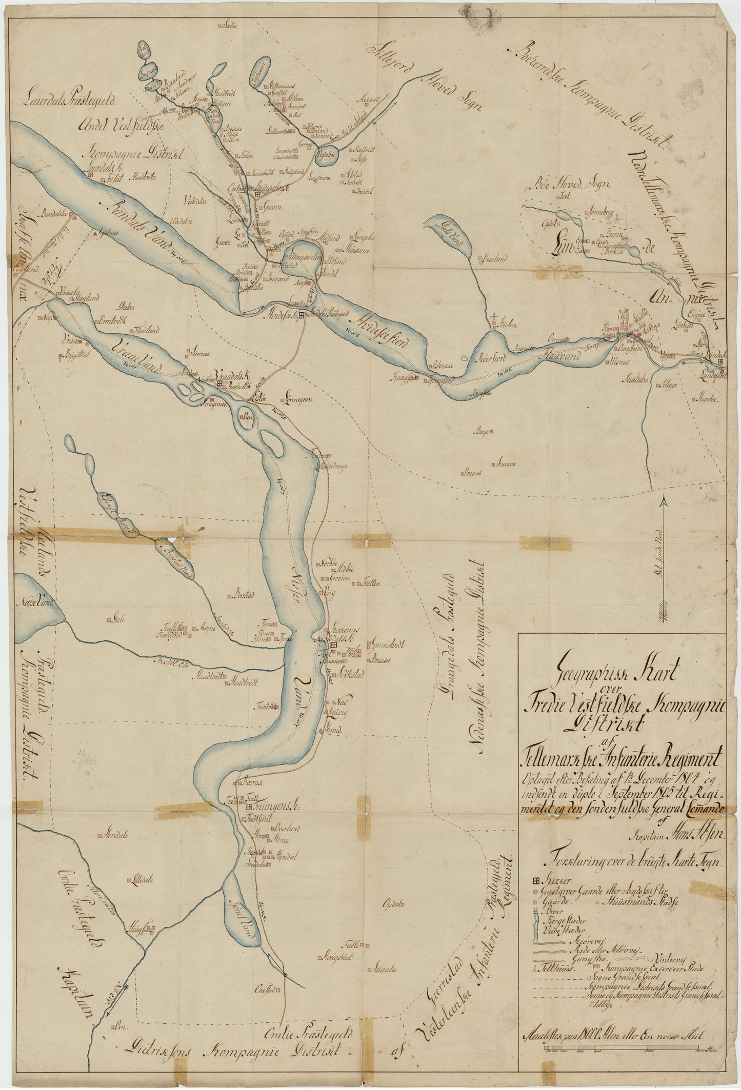 Kartblad 146: Geographisk Cart over det 3die Vestfieldske Compagnie District: Telemark
