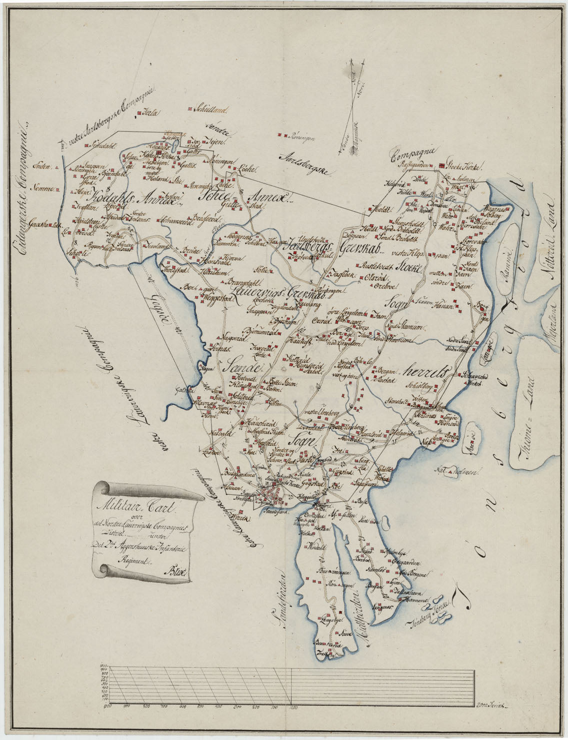 Kartblad 15: Militair Cart over det Nordre Lauerwigske Compagnie District: Vestfold