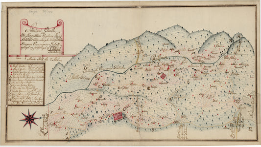Kartblad 173: Situations Chart over det Nannestadske Captain Hans Abelsteds andfortroede Dragoner Compagni District: Akershus