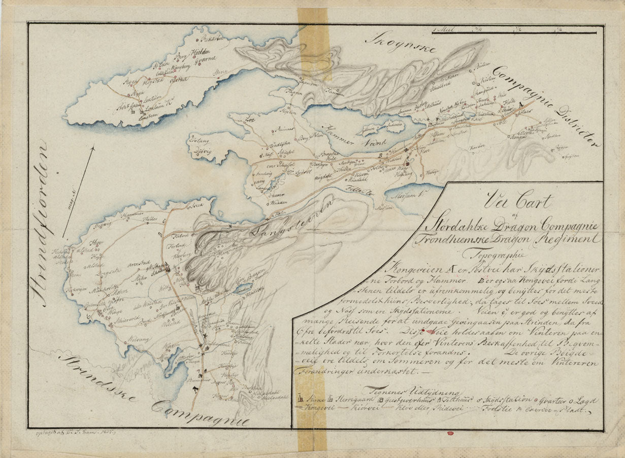 Kartblad 181: Vej Kart af Størdahlske Dragon Compagnie: Nord-Trøndelag