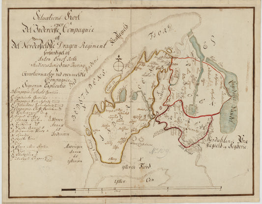 Kartblad 187: Situations Kort over det Inderøske Dragon Compagnie: Nord-Trøndelag