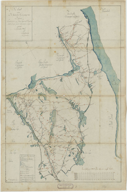 Kartblad 1-1: Vei-Cart over det Iddeske Compagnie District; versjon 1: Østfold