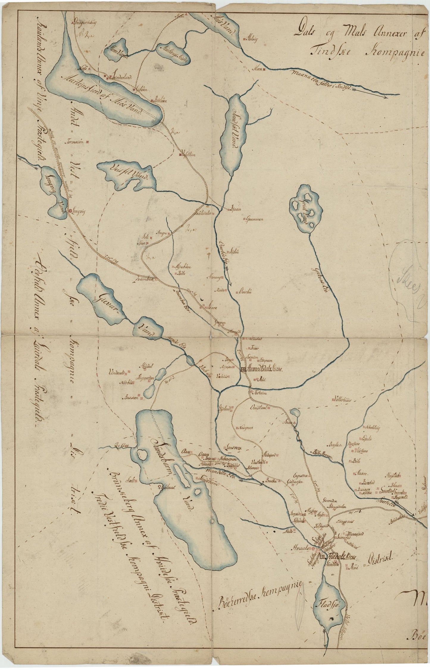 Kartblad 21 vest-1: Geographisk Kart over det Hjerdalske Compagnie District; vestre del versjon 1: Telemark