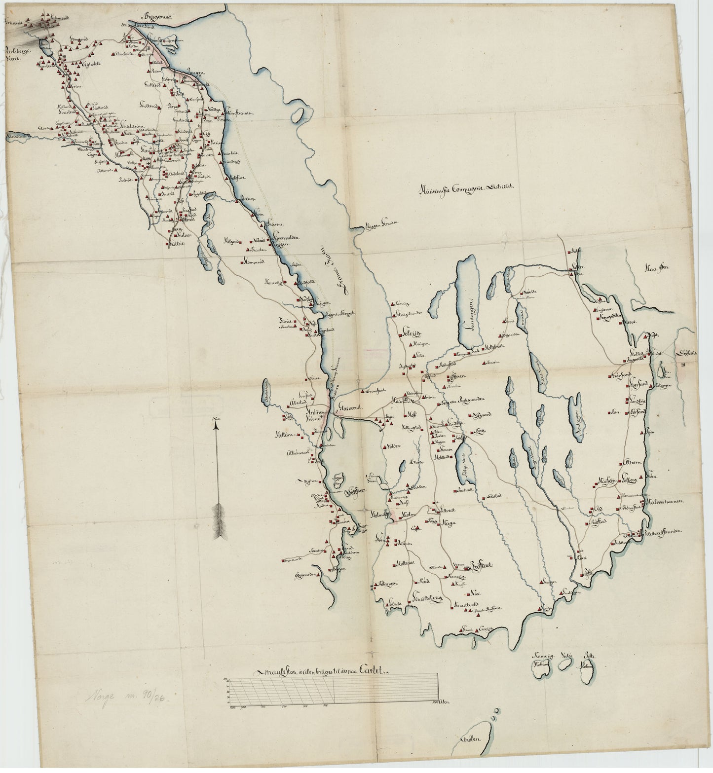 Kartblad 26-1: Det Huurumske Compagnie District; versjon 1: Buskerud