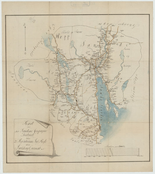 Kartblad 27: Kart over det Sandeske Compagnie District: Vestfold