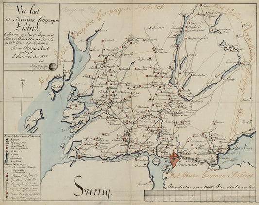 Kartblad 2-1: Vei-Carte over det Bergske Compagnie District; versjon 1: Østfold