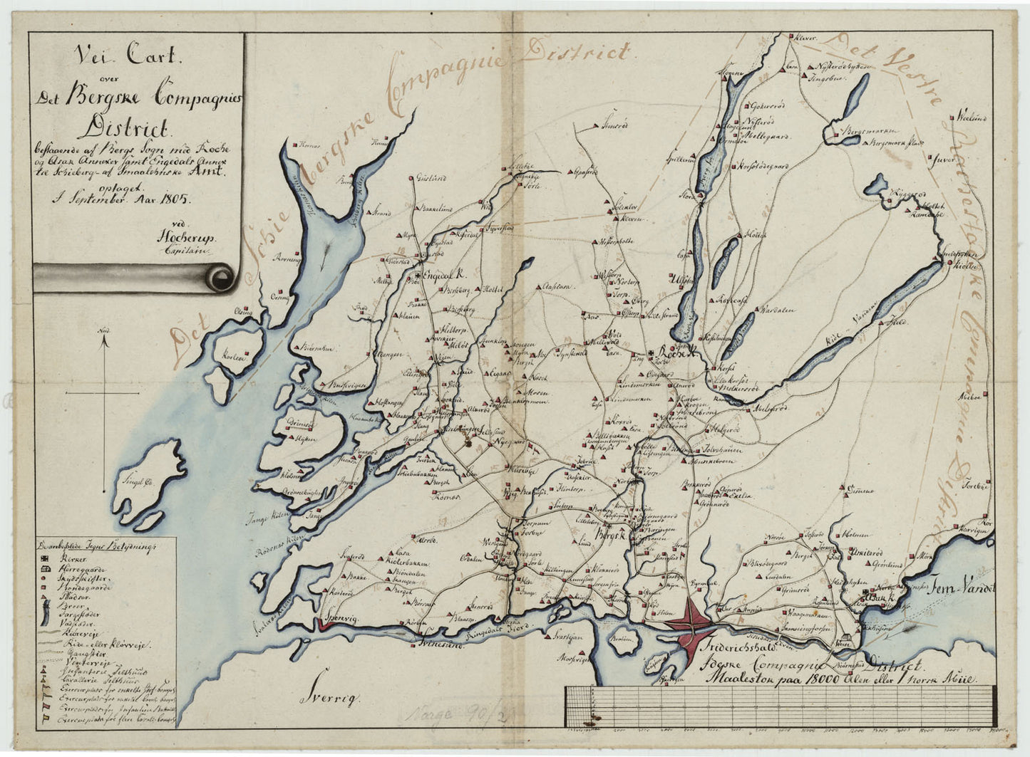Kartblad 2-2: Vei-Carte over det Bergske Compagnie District; versjon 2: Østfold