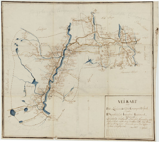Kartblad 33: Vei-Kart over det Lauerdahlske Compagnie Distict: Vestfold