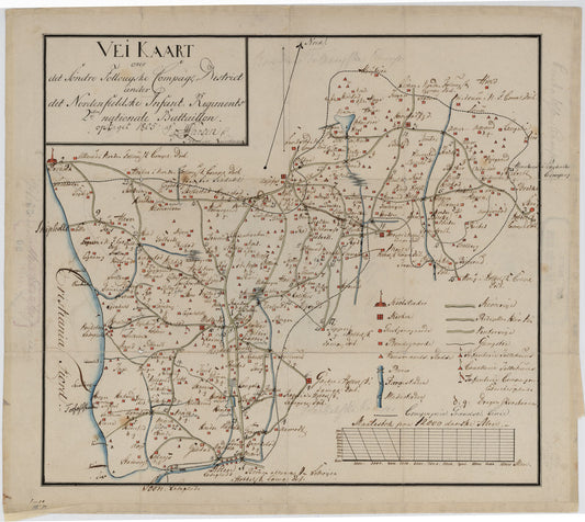 Kartblad 35: Veikaart over det Søndre Follougske Compagnie District: Akershus